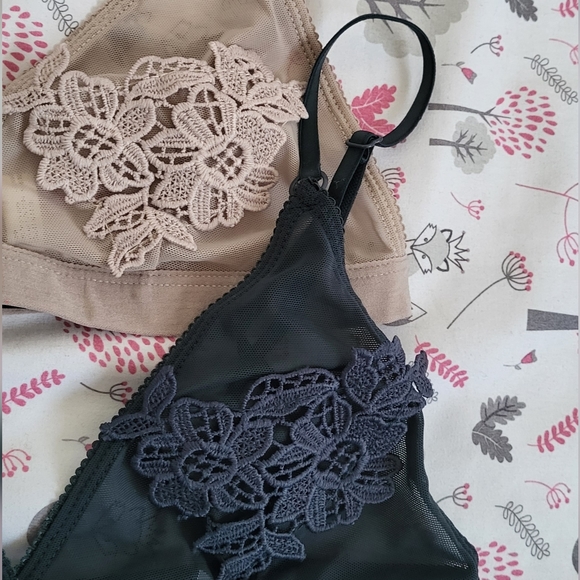 ‼️3/$20 Nude and Teal Bralettes with Crochet Detailing - Picture 3 of 3